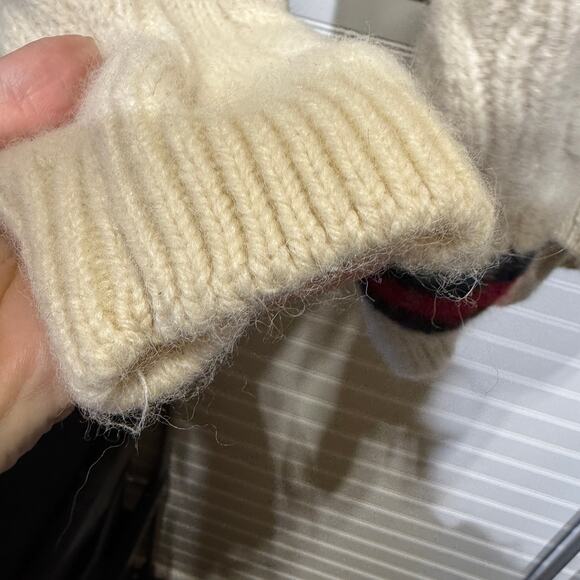 Brandy Melville Nikki VNeck Tennis Sweater Cableknit Wool Blend Oversized - Picture 6 of 11